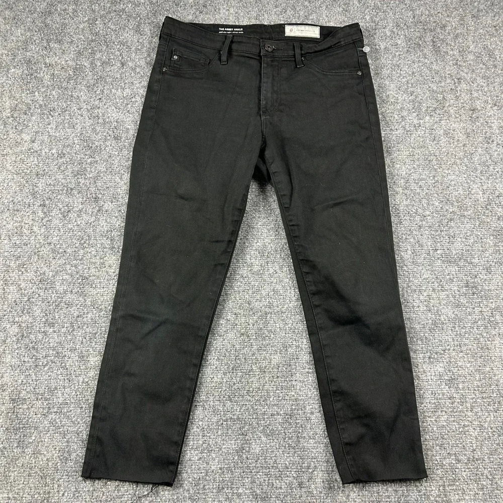 AG Adriano Goldschmied The Abbey Ankle Jeans Womens 27R Black Super Skinny Raw‎